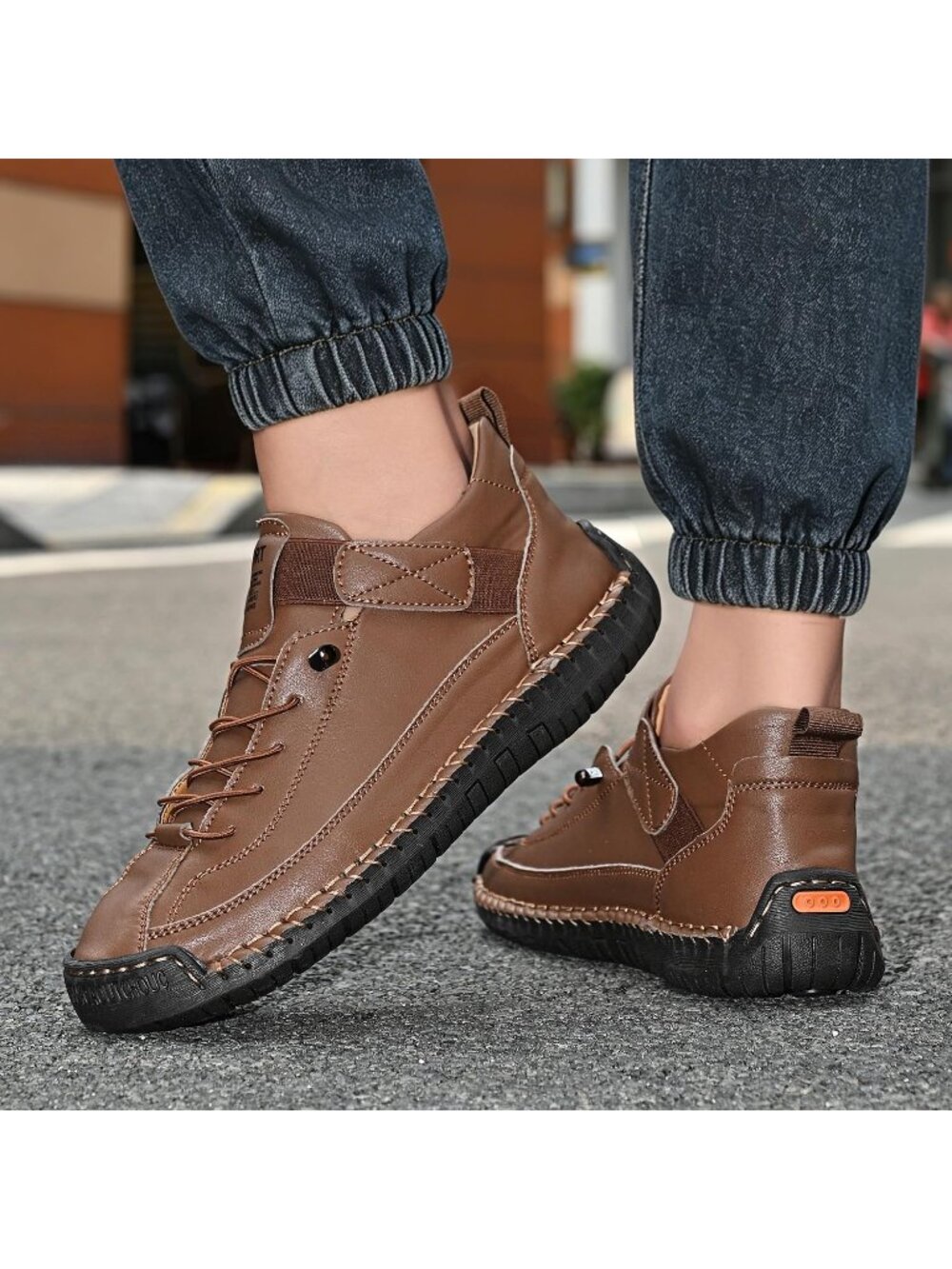 Women's Brown Breathable Loafers Mid top Walking Flats Ankle Chukka Boots - Picture 6 of 7